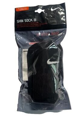 Nike Shin Sock III Youth Unisex M/L Black Soccer Socks w/ Integrated Shin Guard
